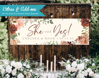 Letrero personalizado para fiesta de compromiso de otoño: pancarta de vinilo, diseño floral, impreso
