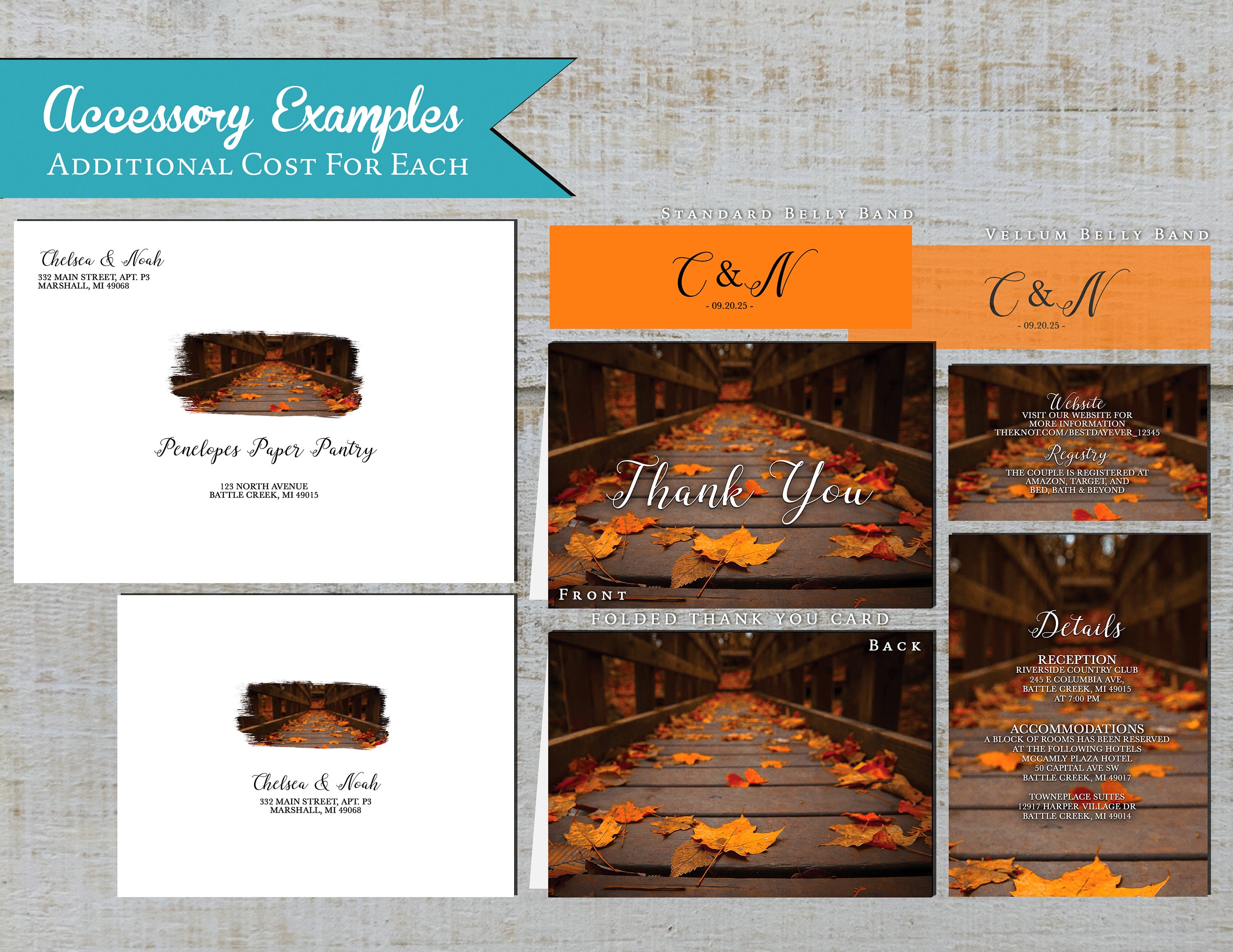 Elegant Rustic Fall Wedding Invitationautumn Leavesfall Etsy
