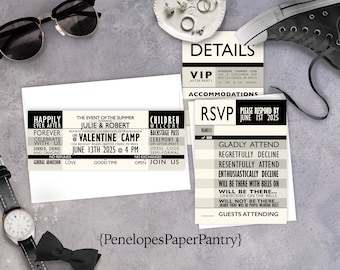 Personalized Concert Ticket Wedding Invitation,Concert Ticket Wedding Invite,Concert Theme,Custom,Printed Invitation,Envelopes Included