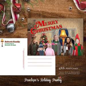 Funny A Christmas Story Family Photo Card Ralphie Pink Bunny Pajamas Leg Lamp Design 4x6