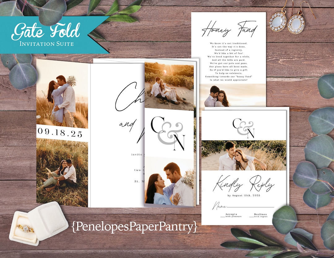 Multi Page Invitations Photo Gatefold Wedding Invitation Suite: Versatile Design, Multiple ...