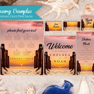 Sunset Beach Wedding Invitation,Beach Wedding Invite,Tropical Wedding,Hawaii Wedding,Lake,Personalize,Printed Invitation,Envelope Included image 3