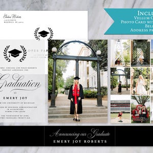 Vellum Graduation Announcement Photo Collage Card Belly Band Personalized Invitation Class of 2026 Printed Cards Envelopes Included image 2