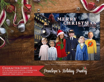 Personalized Funny Polar Express Christmas Photo Card,Family Photo Card,Matching Back Print,Return Address Labels,Envelopes Included,Printed