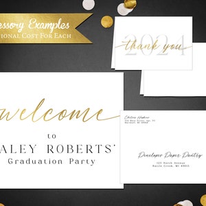 Gold Foil Graduation Party Invitation,Announcement,Commencement,Class of 2024,Unisex,High School,College,Personalize,Printed Card,Envelope image 3