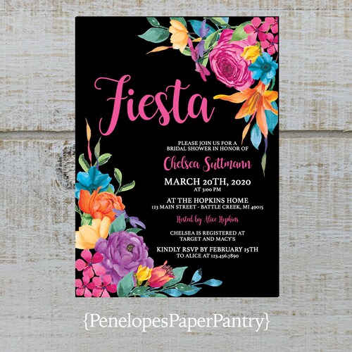 Fiesta Bridal Shower Invitation Mexican Party Invitation Etsy