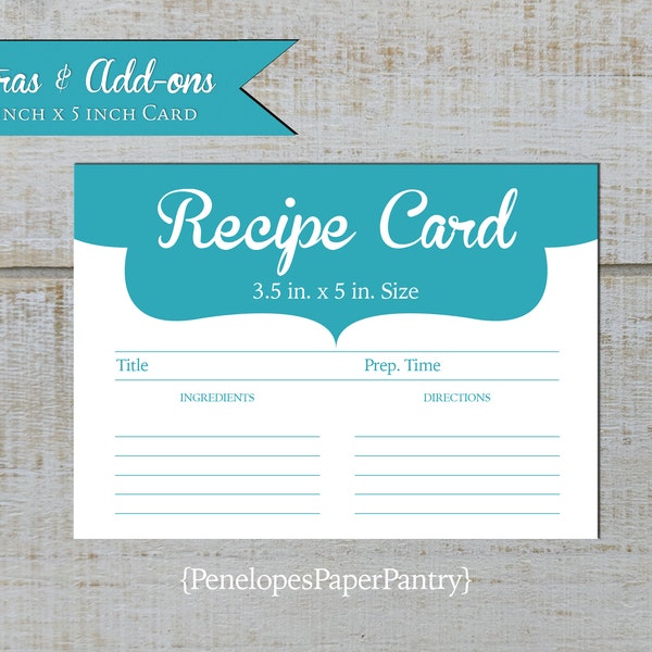 Custom Recipe Card,Bridal Shower Favor,Favorite Recipe,Wishing Well Card,3in x 5in,Recipe Card,Made to Match,Printed Cards,Front Print