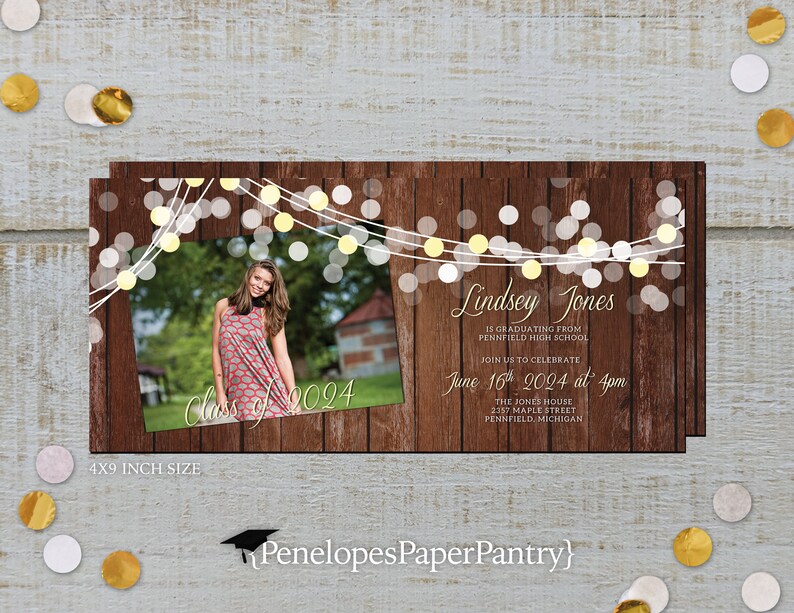 Graduation Invitation,Announcement,Class of 2024,Grad Party Invite,Grad Photo Card,Grad Photo Invite,High School,College,Personalized Card 4x9 inches