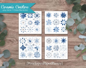 Snowflake Ceramic Coaster Set