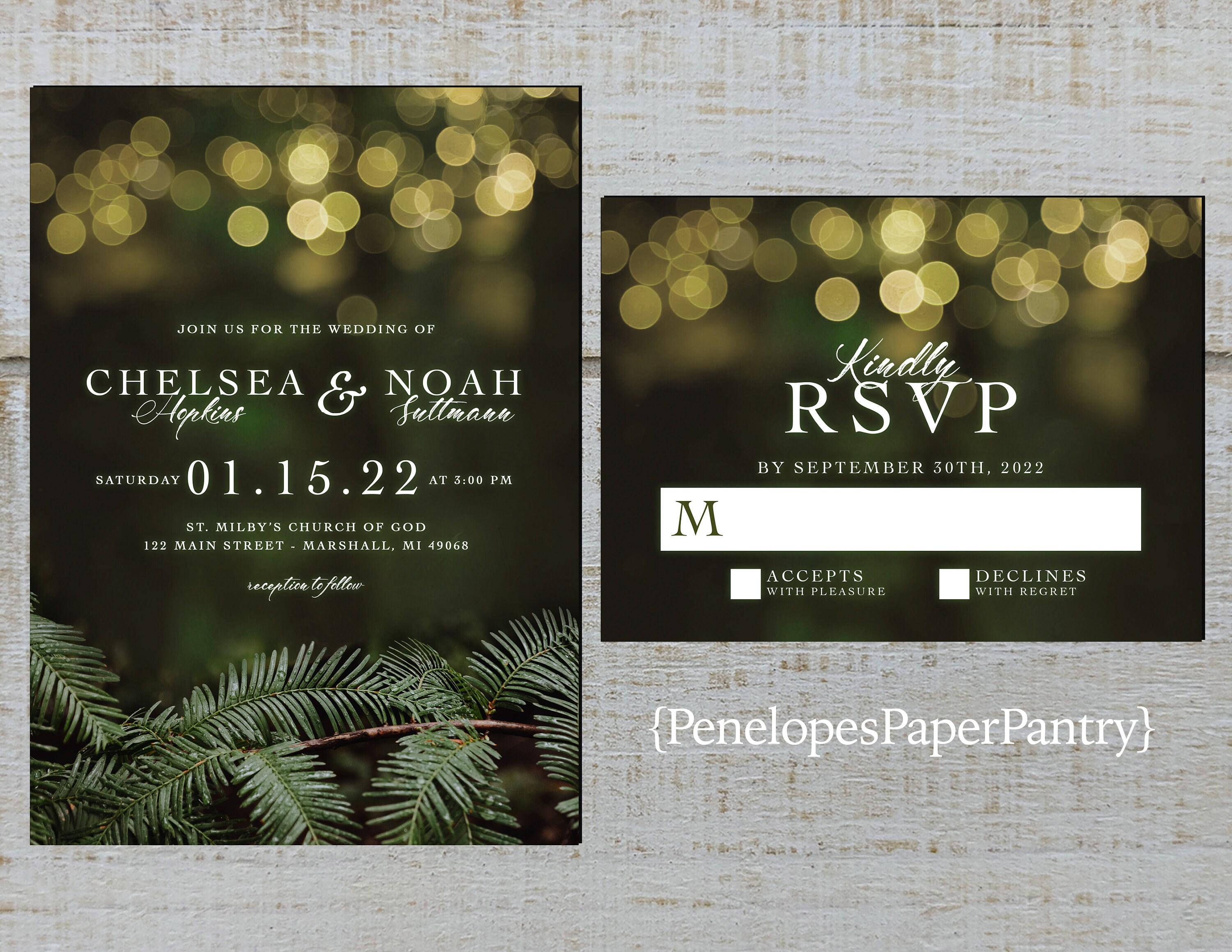 Rustic Evergreen Winter Wedding InvitationEvergreen Etsy