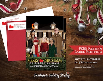 Funny Home Alone Christmas Photo Card, Personalized Wet Bandits Family Holiday Card, Envelopes