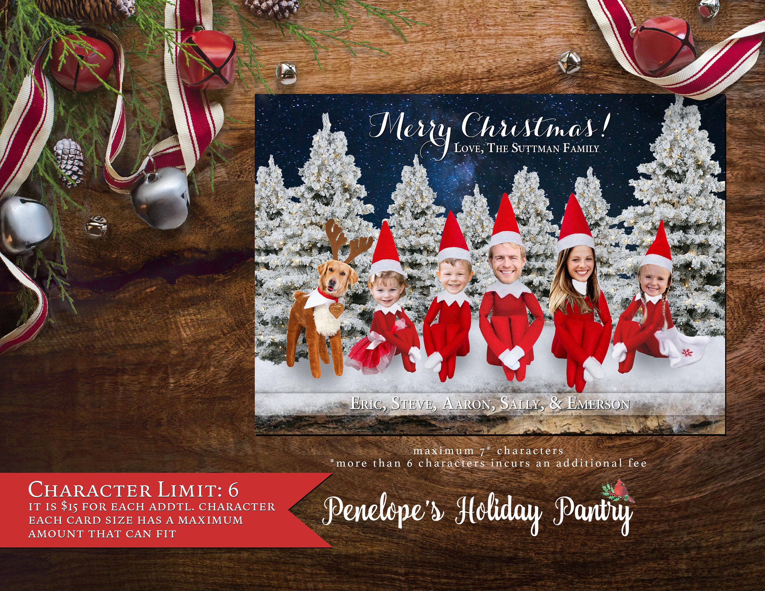 Fun Christmas Family Photo Cardelf Familyfamily As Etsy