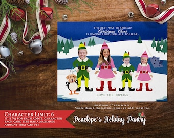 Whimsical,Buddy The Elf,Funny,Christmas Photo Card,Personalized,Family Photo Card,Holiday Photo Card,Elf the Movie,Elf Family,With Envelope