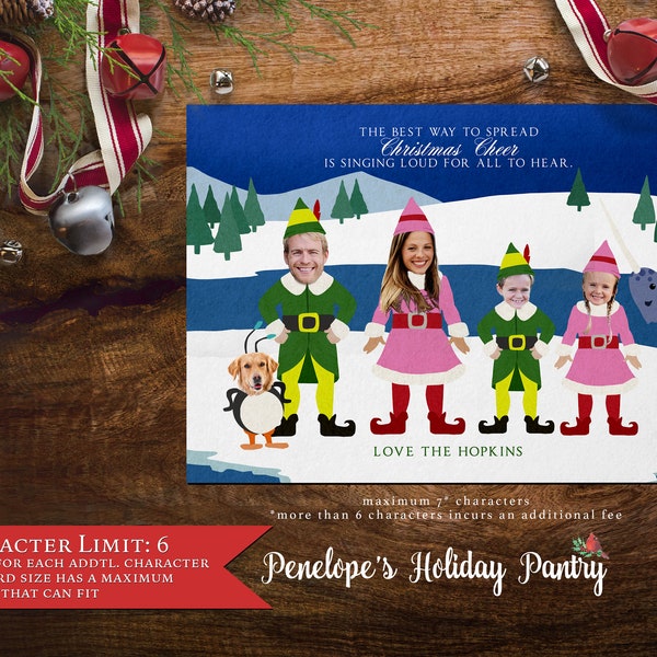 Whimsical,Buddy The Elf,Funny,Christmas Photo Card,Personalized,Family Photo Card,Holiday Photo Card,Elf the Movie,Elf Family,With Envelope