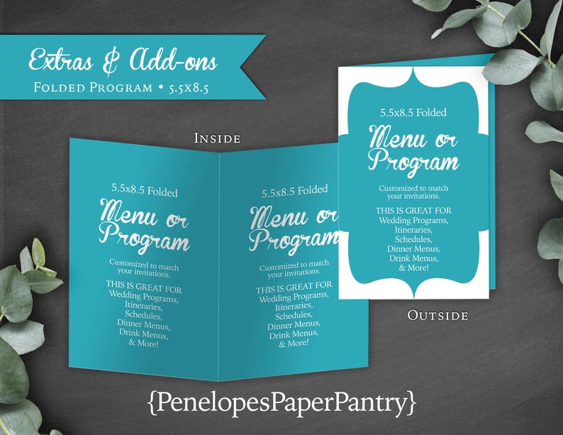 Custom Wedding Program,folded Program,finished Size 5.5x8.5,full Bleed ...