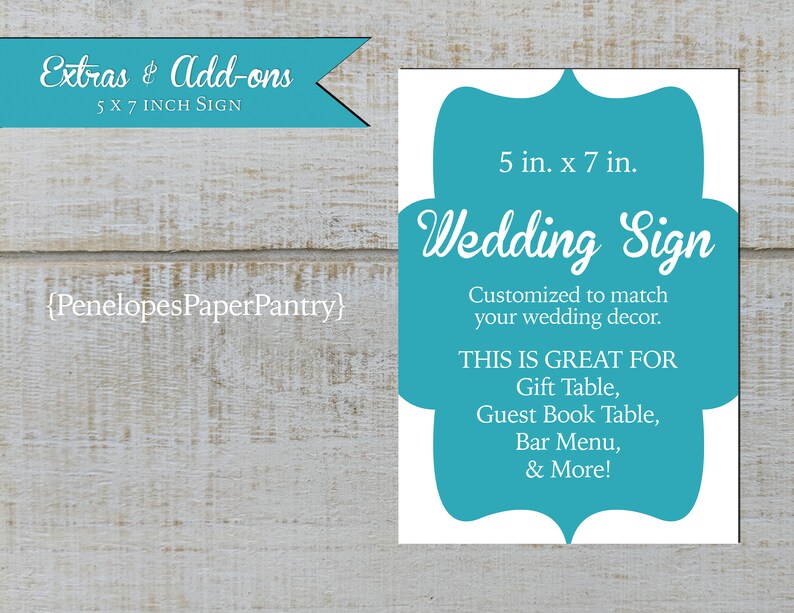 Custom Wedding Signmade To Match Wedding Decor 5x7 Inches Etsy