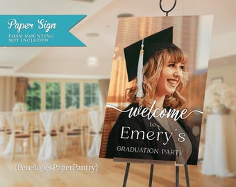 Graduation Party Welcome Sign: Photo, Personalized and Printed