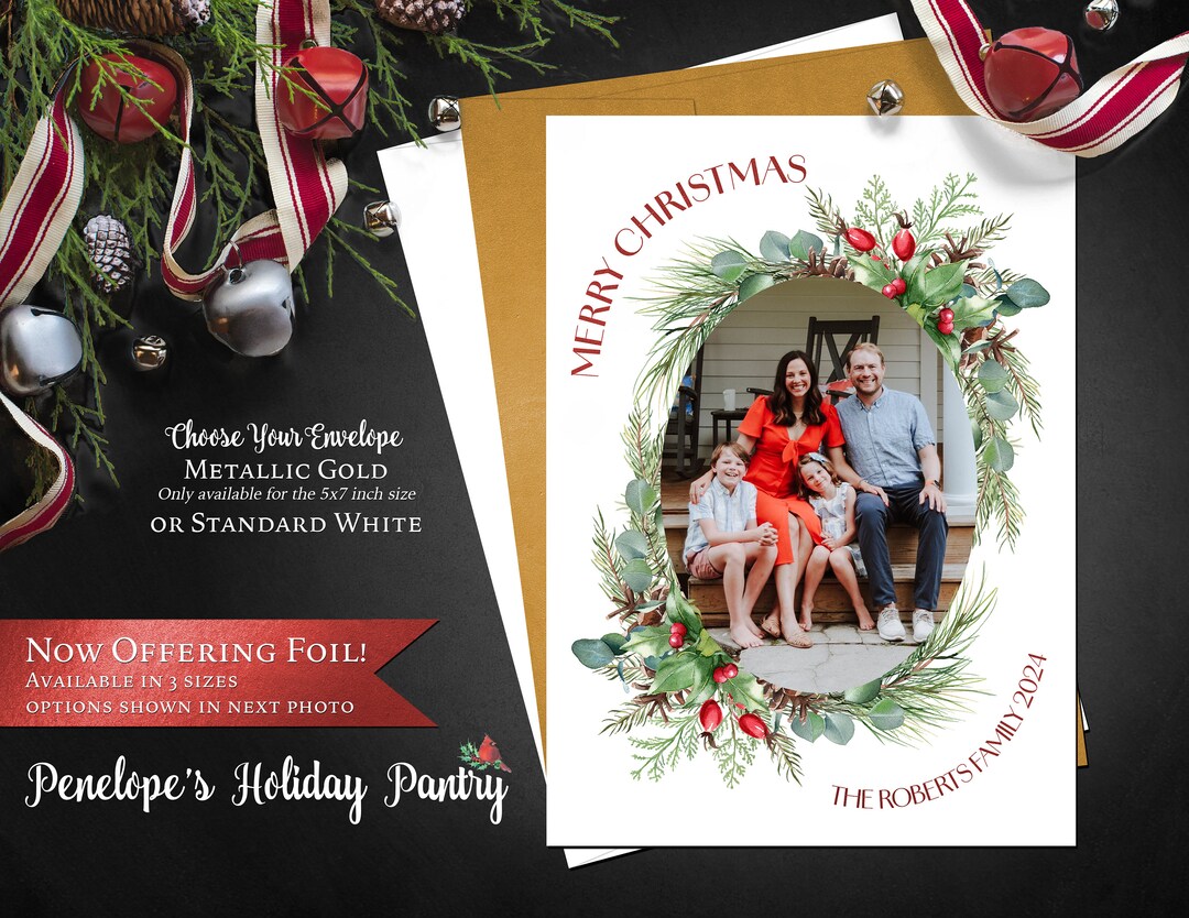 Printed Christmas Family Photo Card,personalized Photo Card,holiday