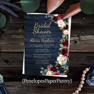 Elegant Rustic Navy Floral Fall Bridal Shower - Etsy