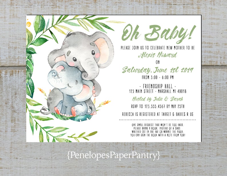 Elephant Theme Gender Neutral Baby Shower Invitationmother Etsy Elephant Theme Gender Neutral Baby Shower Invitationmother Etsy