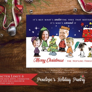 Funny Peanuts Christmas Family Photo Card,Charlie Brown,Holiday Photo Card,Personalize,Printed Card,Back Print,Envelope,Return Address Label