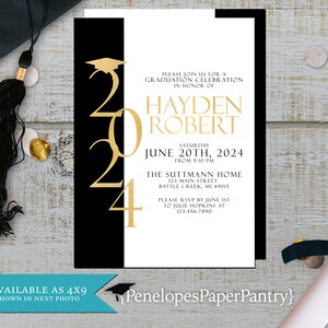 Graduation Announcement,Invitation,2024,Grad Party Invite,Class of 2024,High School,College,Shimmery,Personalize,Printed Card,Envelope