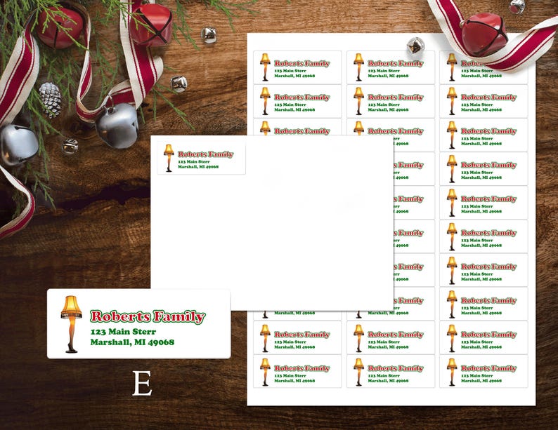 Personalized Holiday Return Address Labels Printed Christmas Theme