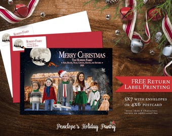 Funny Family Christmas Vacation Photo Card, Personalized Holiday Movie Card, Retro Printed Cards Envelopes