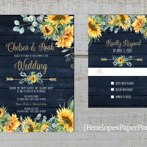 Rustic Navy Sunflower Wedding - Etsy