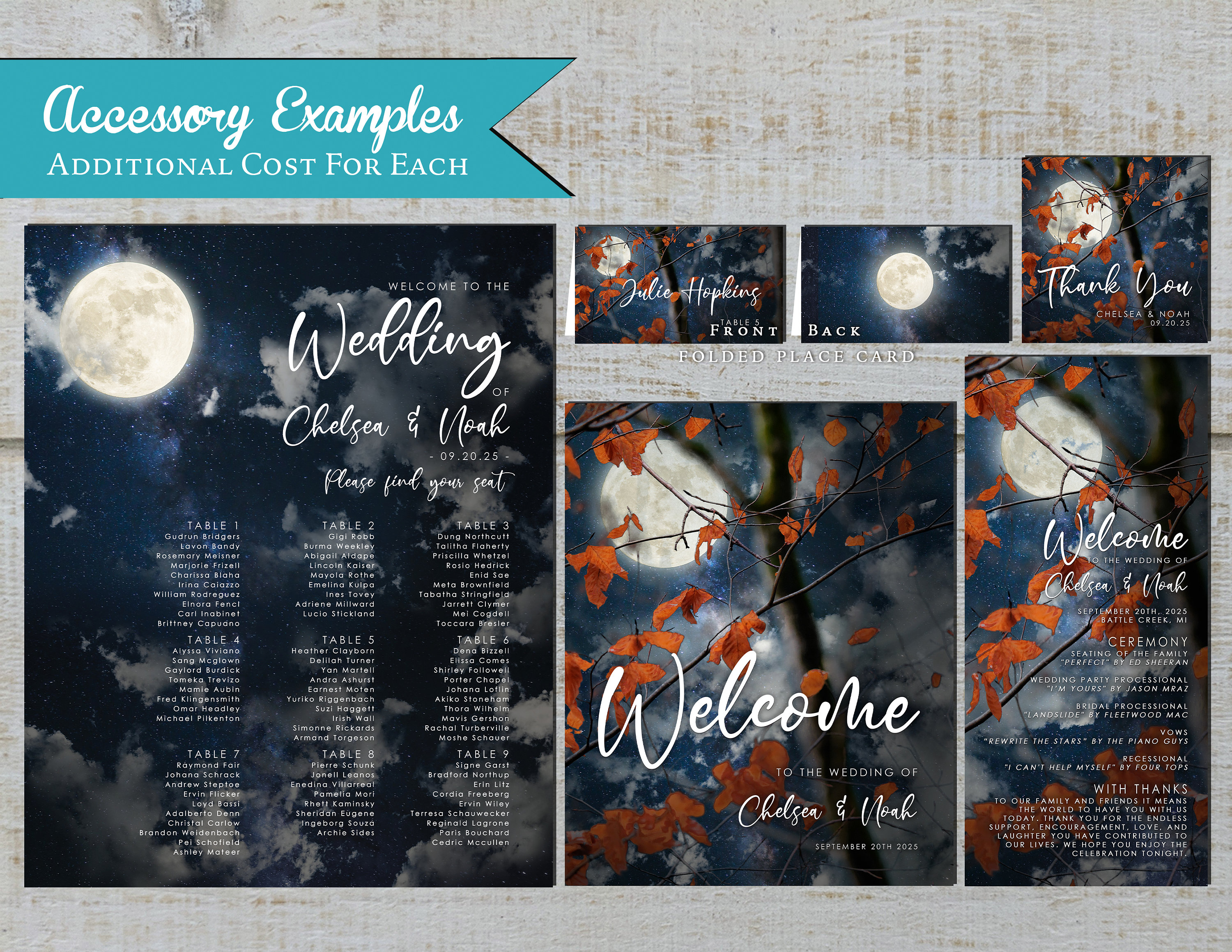 Romantic Rustic Fall Wedding Invitation,Starry Sky,Full Moon,Fall ...