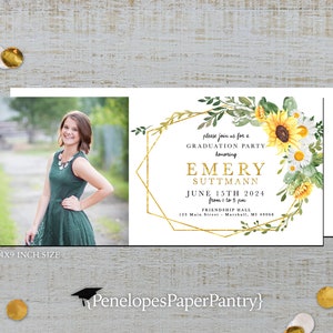 Floral Graduation Invitation,Announcement,Commencement,Class of 2024,Grad Party Invite,High School Grad,College Grad,Shimmery,Personalize 4x9 inches