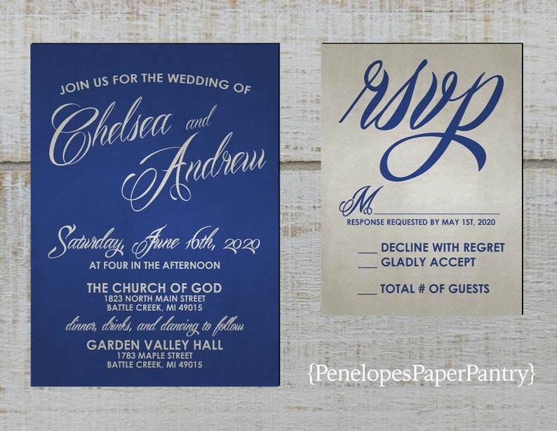 Elegant Royal Blue Wedding Etsy