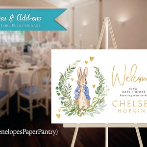 Personalized Peter Rabbit Welcome Sign,Baby Shower Welcome Sign,Peter Rabbit Theme,Made To Match,Printed Foam Core,Multiple Sizes,Custom