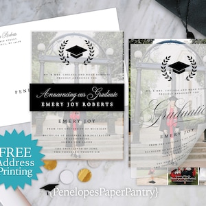 Vellum Graduation Announcement Photo Collage Card Belly Band Personalized Invitation Class of 2026 Printed Cards Envelopes Included