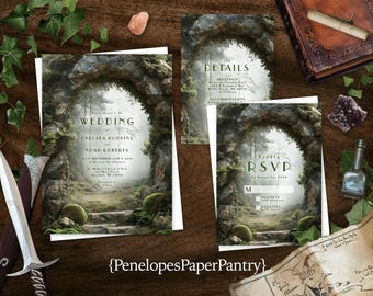 Enchanted Forest Wedding Invitation: Fantasy, Magical, Fairies, Dragons, Lord of the Rings, Personalized and Printed