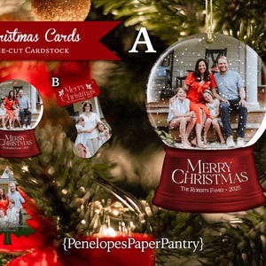 Unique Die Cut Christmas Photo Card Ornament Personalized Hangs On Tree Keepsake Family Photo Printed Cards With Envelopes One Of A Kind