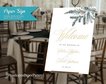 Winter Wedding Welcome Sign: Personalized and Printed