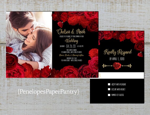 Elegant Black And Red Rose Wedding Save The Date Card Calendar Red Roses Gold Print Shimmery Personalize Printed Card Envelope Save The Dates Paper Party Supplies Vadel Com