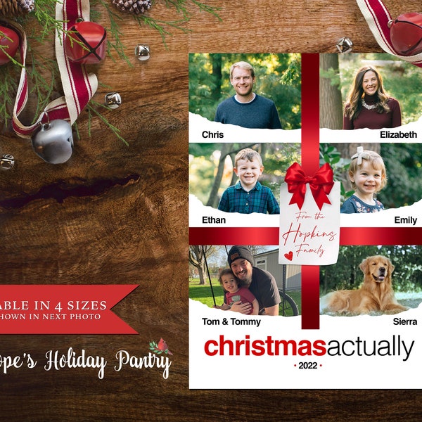 Love Actually Christmas Family Photo Card,Multiple Photos,Christmas Actually,Custom Photo,Personalize,Printed Card,Envelope,Address Printing