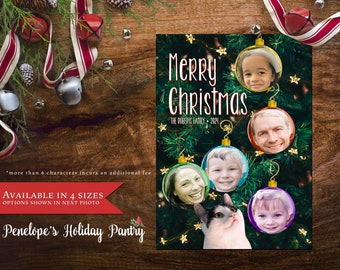 Funny Christmas Photo Card,Funny Holiday Photo Card,Family As Ornaments,Personalized,Matching Back Print,Envelope Included,Return Labels