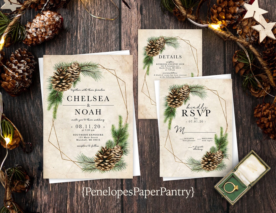 Minimalist elegant and rustic acrylic wedding invitations with leafy  design, fall and winter wedding invites WS247