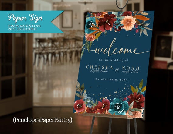 Teal Fall Welcome Sign