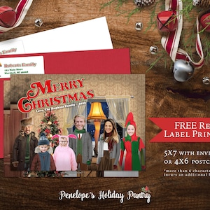 Funny A Christmas Story Family Photo Card Ralphie Pink Bunny Pajamas Leg Lamp Design image 1