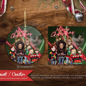 Funny 80s Retro Christmas Family Photo Card Personalized Vintage Holiday Card Ugly Sweater Printed image 6