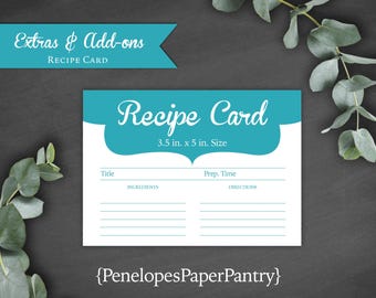 Personalized Recipe Cards, Bridal Shower Favor (3x5 in), Custom and Printed
