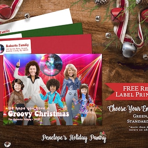 Funny Saturday Night Fever Christmas Family Photo Card Personalized Disco Theme John Travolta Mirror Ball Printed Cards With Envelope Unique