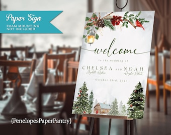 Rustic Winter Wedding Welcome Sign: Personalized and Printed