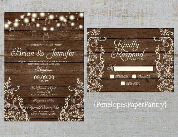 Elegant Rustic Fall Wedding Invitationglowing Fairy Etsy