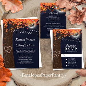 Rustic Fall Wedding Invitation,fall Wedding Invite,navy Night Sky ...