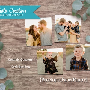 Photo Coaster,Personalized,Custom Photo Coaster,Unique Gift,Keepsake Coaster,Personalized Coaster,Your Photos,4 Inch Square,Printed Coaster